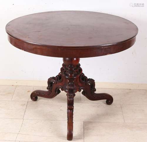 Ronde mahonie tafel, 19e eeuw