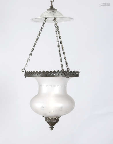 Antieke glazen hanglamp, 1900