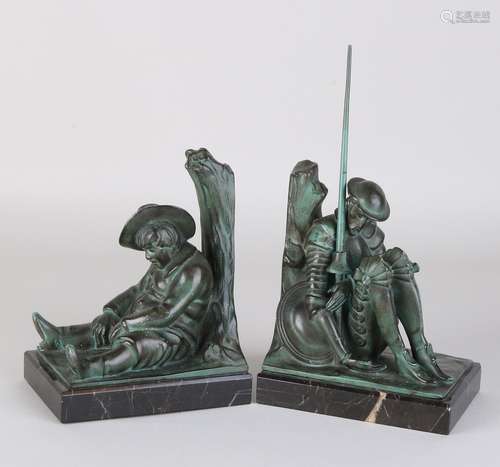 2x Antieke bronzen boekensteunen, 1930