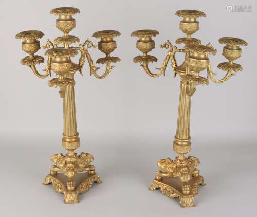 Set bronzen Charles Dix kaarskandelaren, 1840