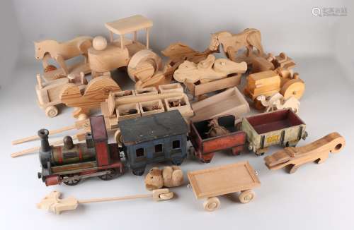 Groot lot oud houten speelgoed