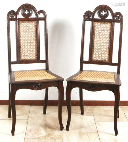 6x Eiken stoelen, 1880