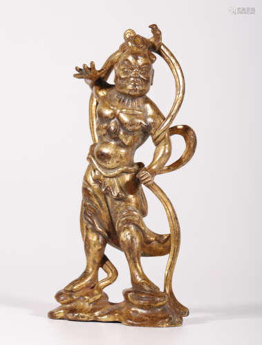 唐代  铜鎏金力士像