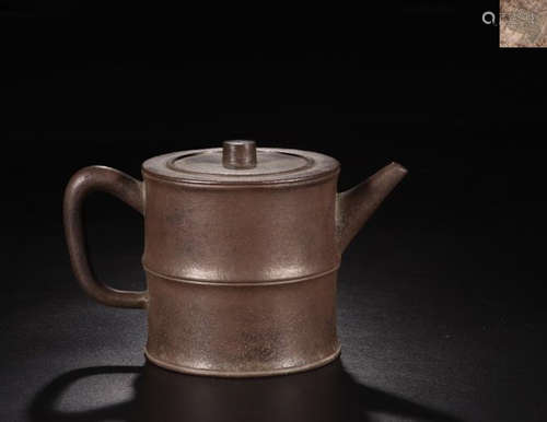 A ZISHA BAMBOO-SHAPE TEAPOT