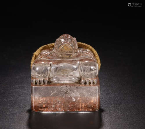 A CRYSTAL DRAGON CARVED  SQUARE SEAL