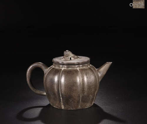 A ZISHA  MELON SHAPED TEAPOT