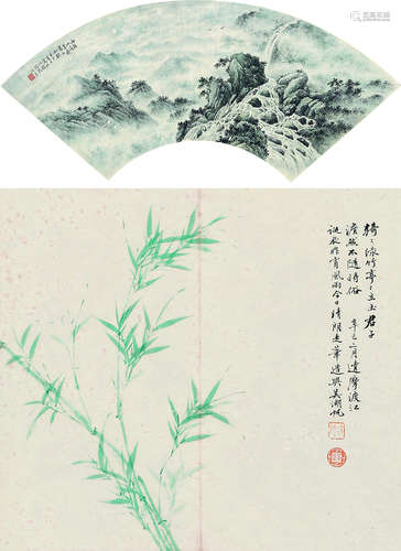 吴湖帆 竹 山水 立轴 双挖