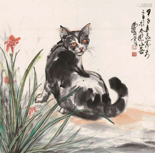 黄胄 猫 立轴