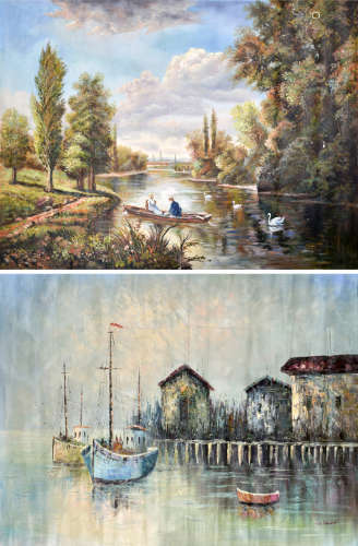 佚名 风景油画两幅