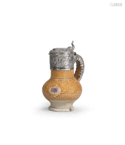 A Cologne/Frechen stoneware silver-mounted jug, late 16th century