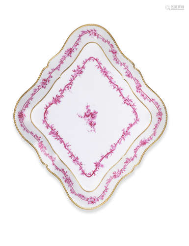 A Sèvres lozenge-shaped tray, circa 1758