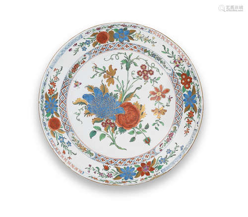 A large Holics faience dish, mid 18th century