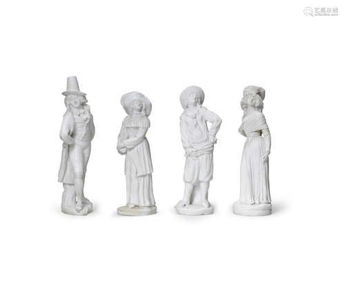 Four Naples, Real Fabbrica Ferdinadea, biscuit figures, circa 1790-1800