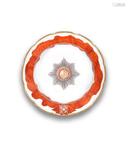 A Russian porcelain soup plate from the St Alexander Nevsky service, Gardner factory, circa 1780