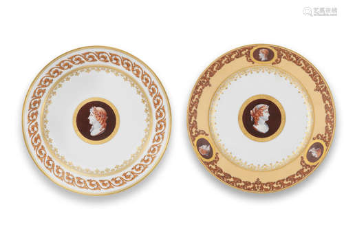 Two French porcelain cameo portrait plates, second half 19th century