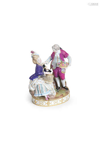 A Meissen group of a gallant couple, late 19th century