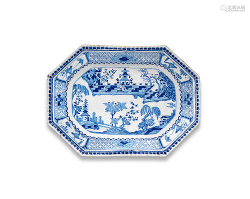 An Ansbach faience rectangular dish, circa 1725