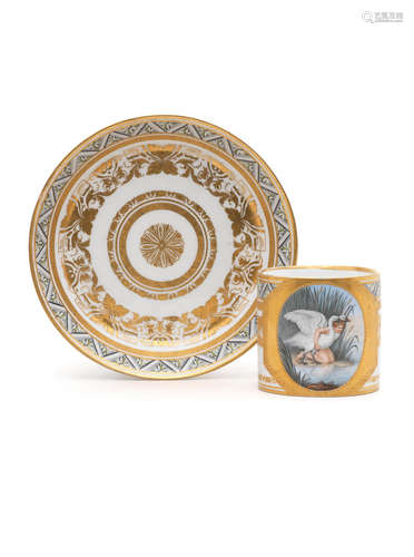 A Vienna Sorgenthal period cup and saucer, circa 1799-1800