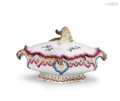 A Strasbourg faience tureen and cover, circa 1750