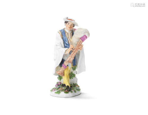 A Meissen figure of the Piedmontese piper, circa 1745