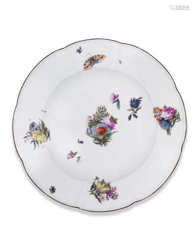 A Meissen deep plate, circa 1745-50