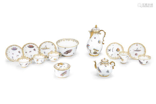 An exceptional Capodimonte porcelain tea and coffee service, circa 1750