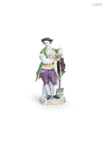 A Meissen figure of a gardener, early 20th century