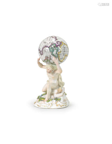 A Meissen figure of Atlas holding the globe, mid 18th century