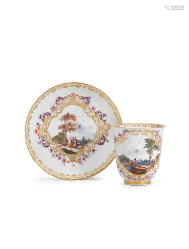 A Meissen beaker and saucer, circa 1740