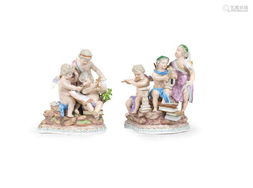 Two Meissen classical groups of putti, 19th century