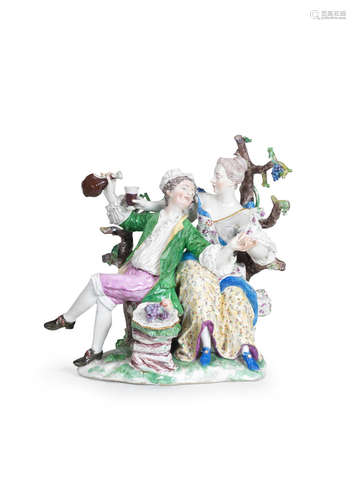 A Strasbourg group of lovers, circa 1752-54