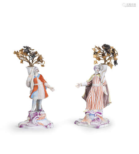 A pair of Doccia figures of turks, last quarter of the 18th century