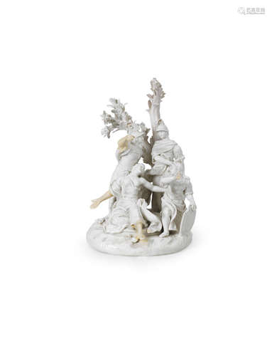 An Italian white porcelain group of classical figures, probably Nove, circa 1785