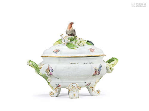 A Meissen oval tureen and cover, circa 1750