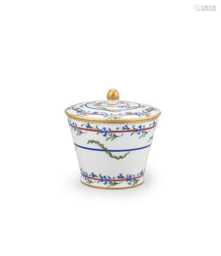 A Sèvres bucket-shaped sugar bowl and cover from a service for Louis XVI, 1789