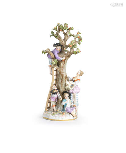 A Meissen group of apple pickers, second half 19th century