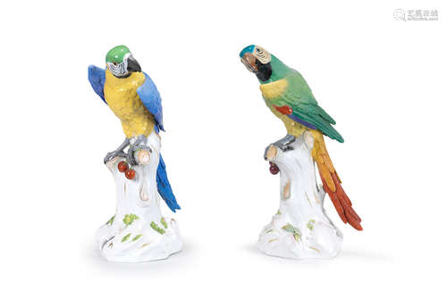 Two very large Meissen models of parrots, late 19th century/early 20th century