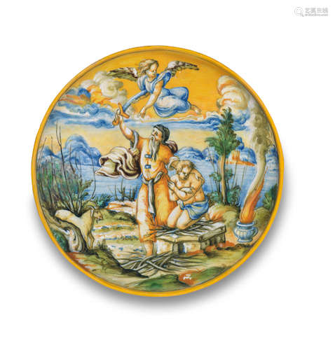 An Urbino maiolica istoriatio dish, attributed to the Patanazzi workshop, circa 1560