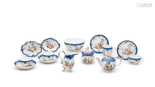 A Meissen part tea service, circa 1760