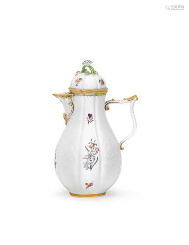 A Meissen coffee pot and cover, circa 1745-50