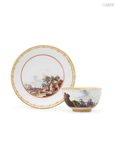 A Meissen teabowl and saucer, circa 1740