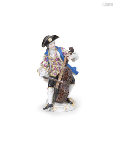 A Meissen figure of a cellist, late 19th century