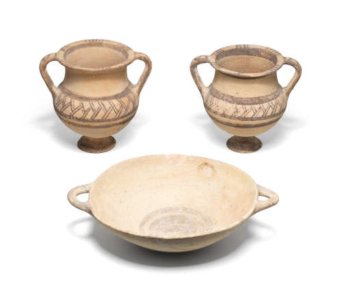 Two Cypriot pottery neck amphorae and a Cypriot two-handled dish   3