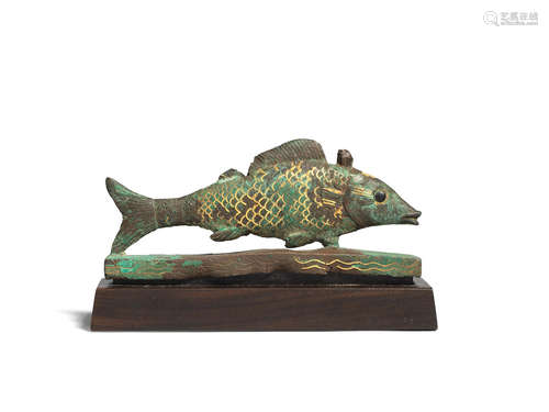 An Egyptian bronze and gold Oxyrhynchus fish