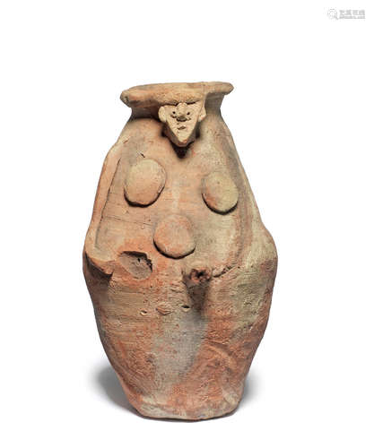 An Egyptian anthropomorphic pottery vase