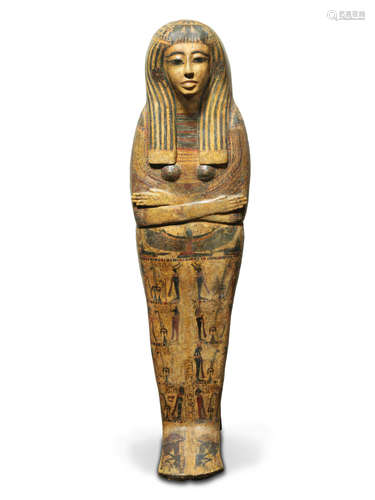 An Egyptian painted wood anthropoid coffin for Nes-Aset