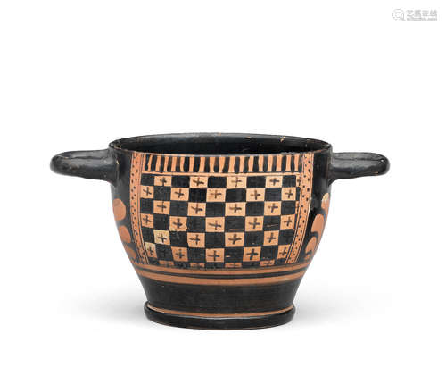 A Greek skyphos with chequer pattern