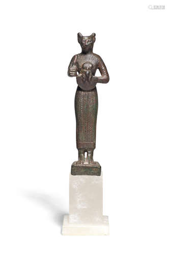 An Egyptian bronze figure of Bastet