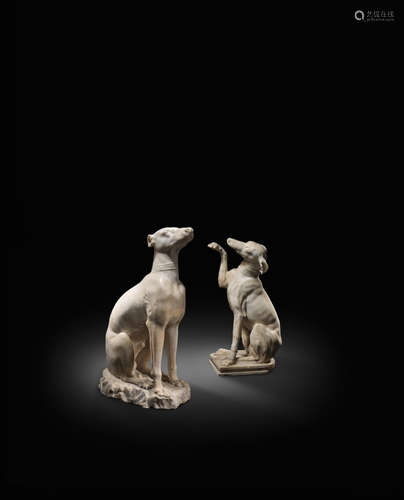 Two Roman marble figures of Celtic hounds   2