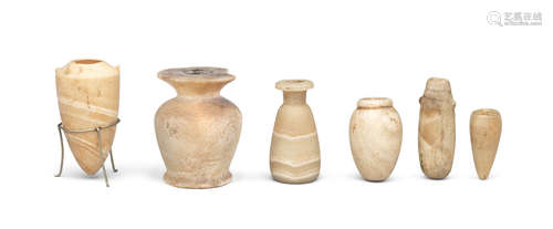 Six Egyptian miniature alabaster vessels  6